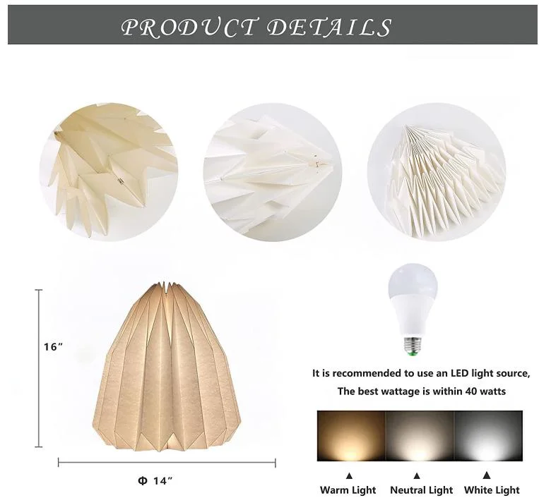 Creative Ceiling Waterproof Japan Style Home Light Paper Pendant Light Handmade DIY Foldable Lamp Shade Puzzle Lampshade