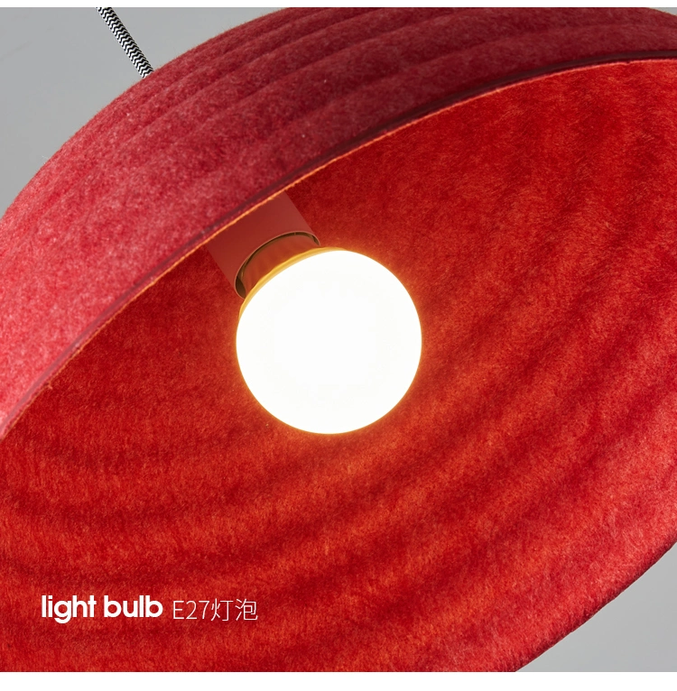 Northern Europe Style Chandelier Thermoforming Lamp Acoustic Lamp Shade of Moulded Polyester Pet Felt Red Light for Home