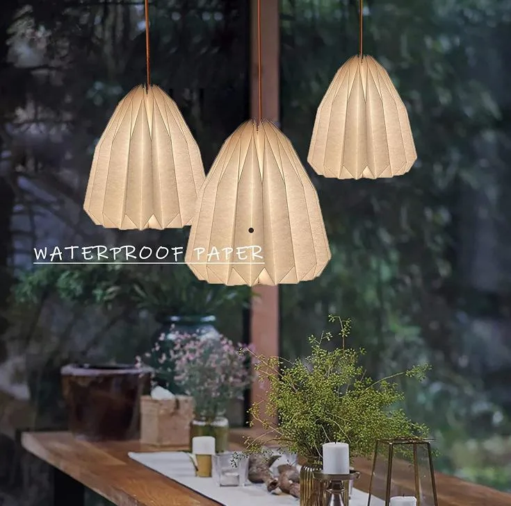 Creative Ceiling Waterproof Japan Style Home Light Paper Pendant Light Handmade DIY Foldable Lamp Shade Puzzle Lampshade