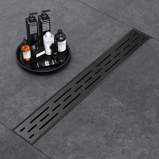 24inch Linear Shower Drain Matte Black 304 Stainless Steel Shower Floor Drain